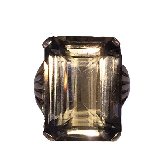 Vintage 1950 8.00ct Smoky Topaz Ring In 14 Prong 14k Yellow  Vintage 14 kt Yellow Gold Smoky Topaz Quartz Ring
